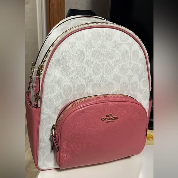 Coach | Bags | Coach Pink And White Backpack | Poshmark display picture 3